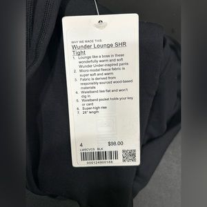 *NWT* Lululemon Wunder Lounge SHR Tight Size 4